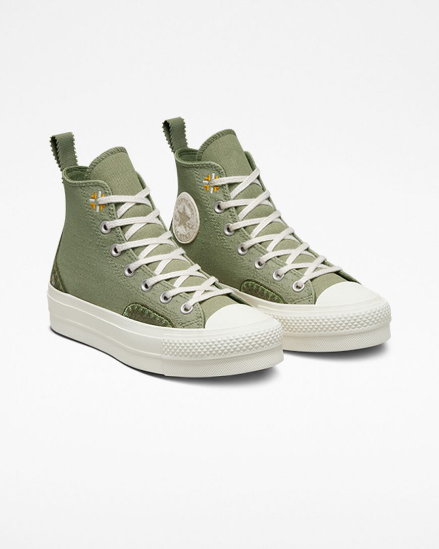 Converse Chuck Taylor All Star Lift Autumn Embroidery Høye Platform Sko Dame Lyse | 852KRLMYA