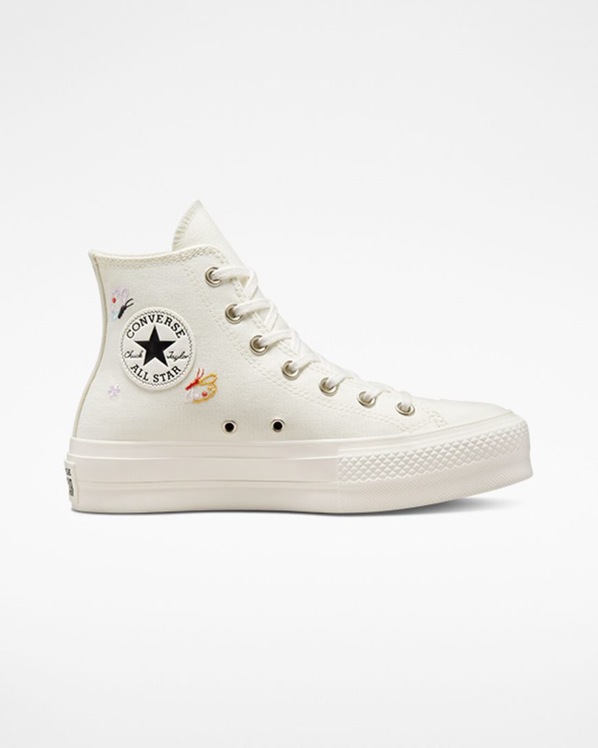 Converse Chuck Taylor All Star Lift Butterfly Wings Høye Platform Sko Dame Beige Rosa | 389IHYTDL