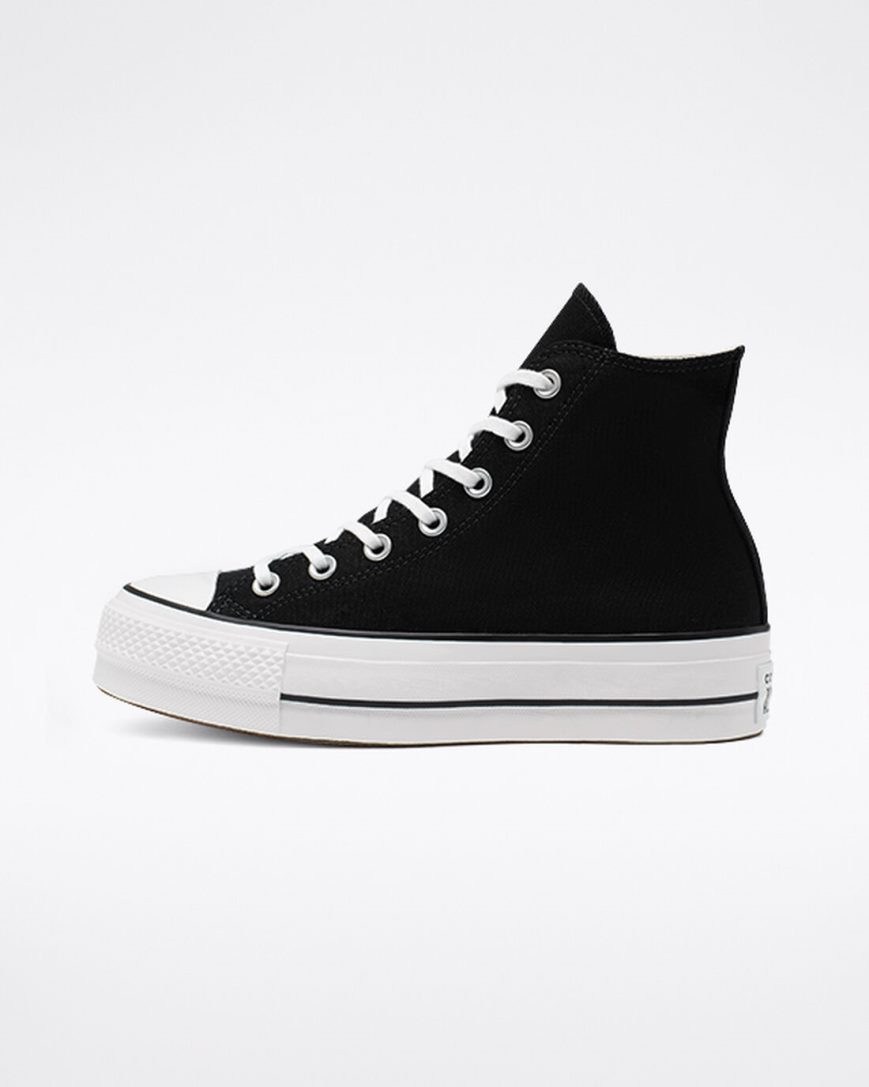 Converse Chuck Taylor All Star Lift Canvas Høye Platform Sko Dame Svarte Hvite | 049FPUQDR