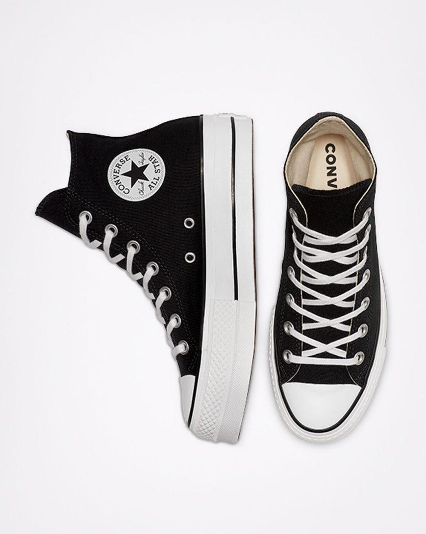 Converse Chuck Taylor All Star Lift Canvas Høye Platform Sko Dame Svarte Hvite | 049FPUQDR