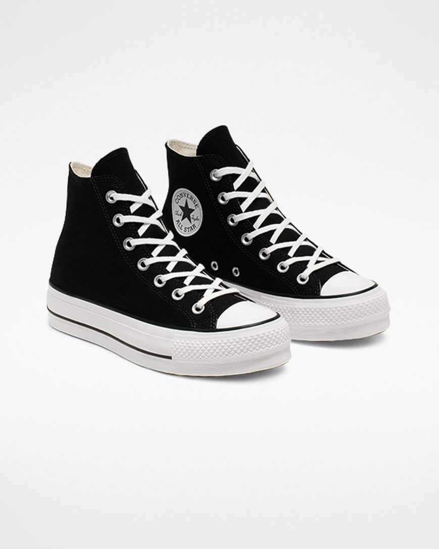 Converse Chuck Taylor All Star Lift Canvas Høye Platform Sko Dame Svarte Hvite | 049FPUQDR