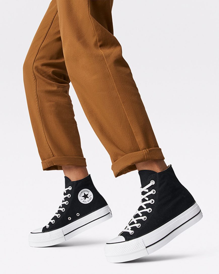 Converse Chuck Taylor All Star Lift Canvas Høye Platform Sko Dame Svarte Hvite | 049FPUQDR