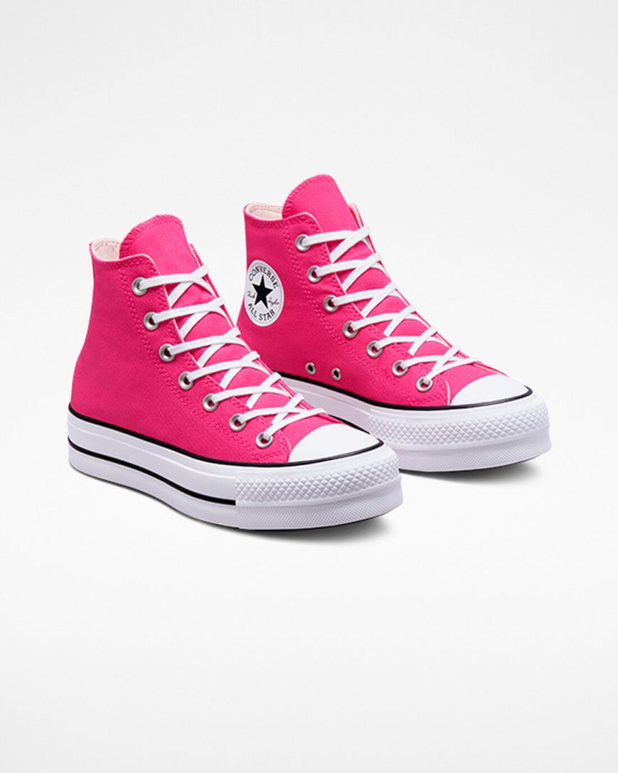 Converse Chuck Taylor All Star Lift Canvas Høye Platform Sko Dame Rosa Svarte Hvite | 061ZEWBFG