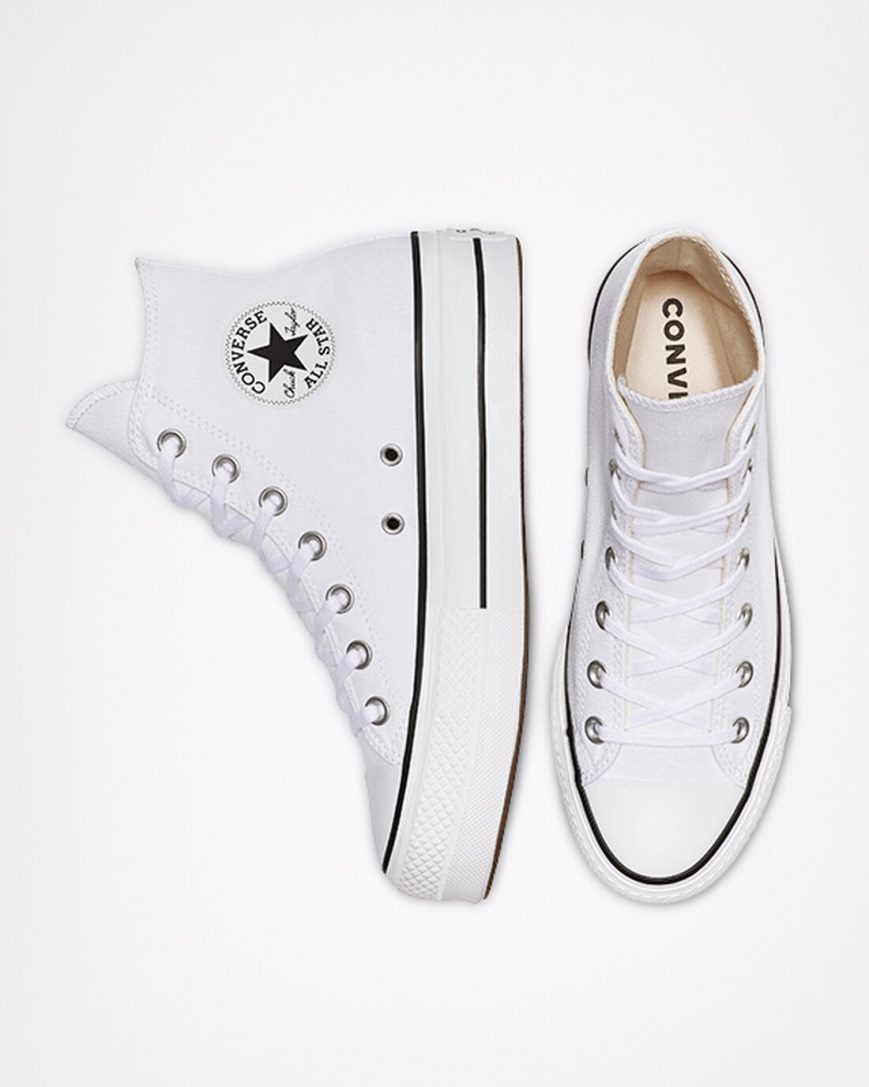 Converse Chuck Taylor All Star Lift Canvas Høye Platform Sko Dame Hvite Svarte Hvite | 726ILHGVE
