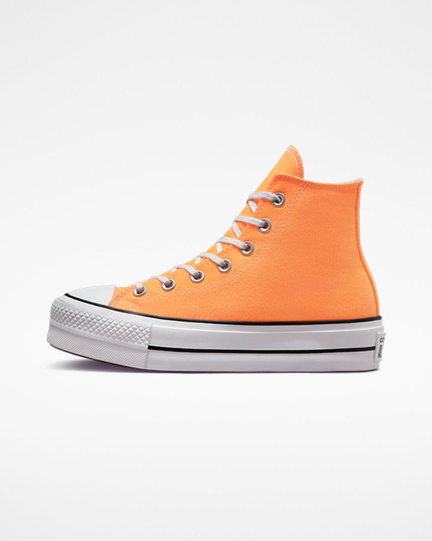 Converse Chuck Taylor All Star Lift Canvas Høye Platform Sko Dame Oransje Svarte Hvite | 860VQFECO