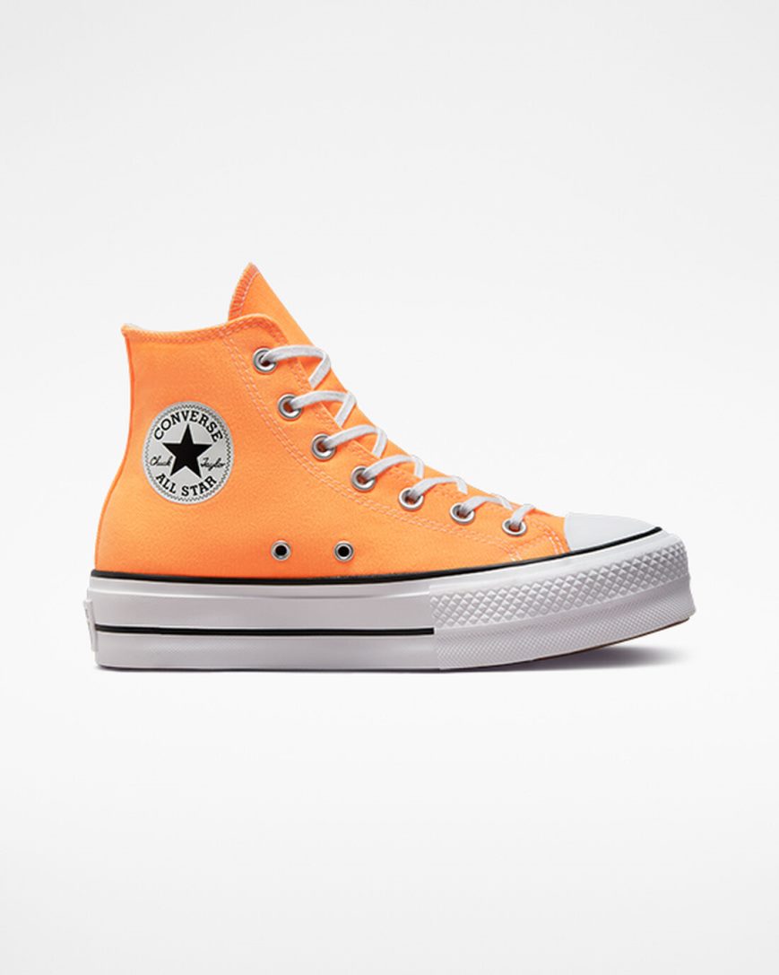 Converse Chuck Taylor All Star Lift Canvas Høye Platform Sko Dame Oransje Svarte Hvite | 860VQFECO