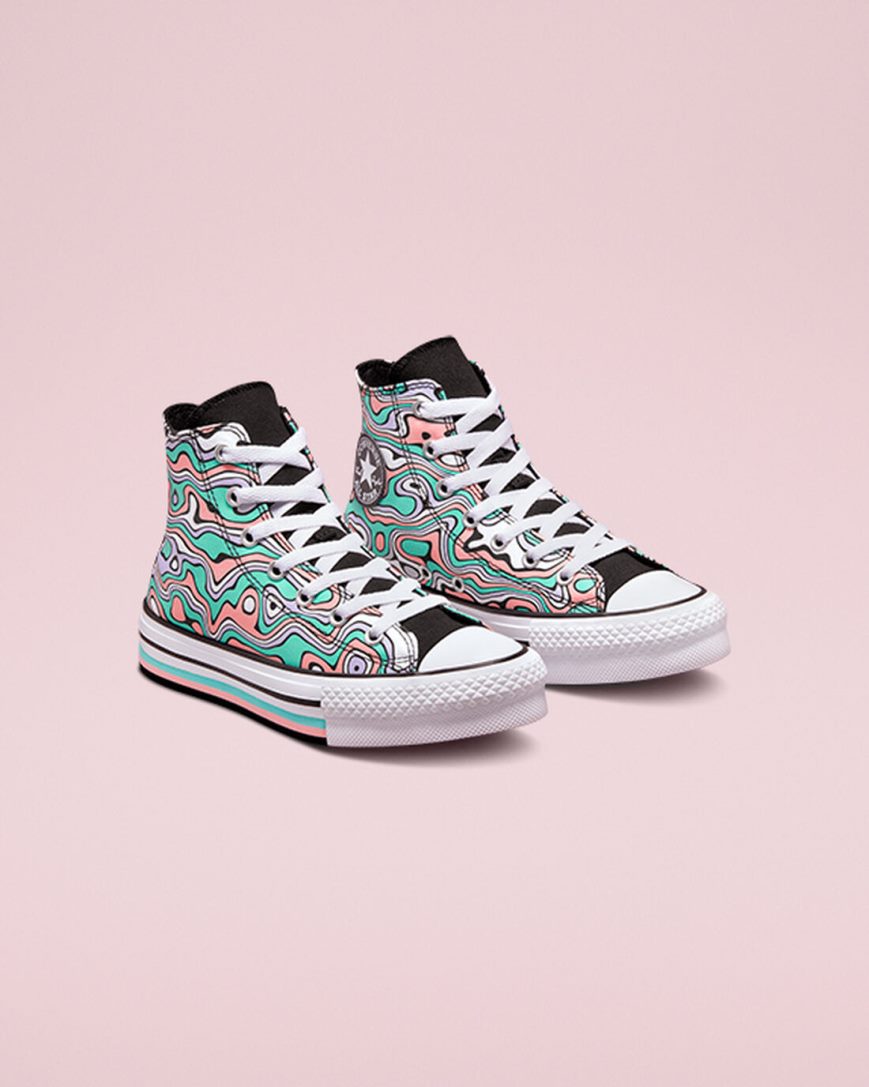 Converse Chuck Taylor All Star Lift Color Swirl Høye Platform Sko Jente Lyse Turkis Korall | 052PVQOEM