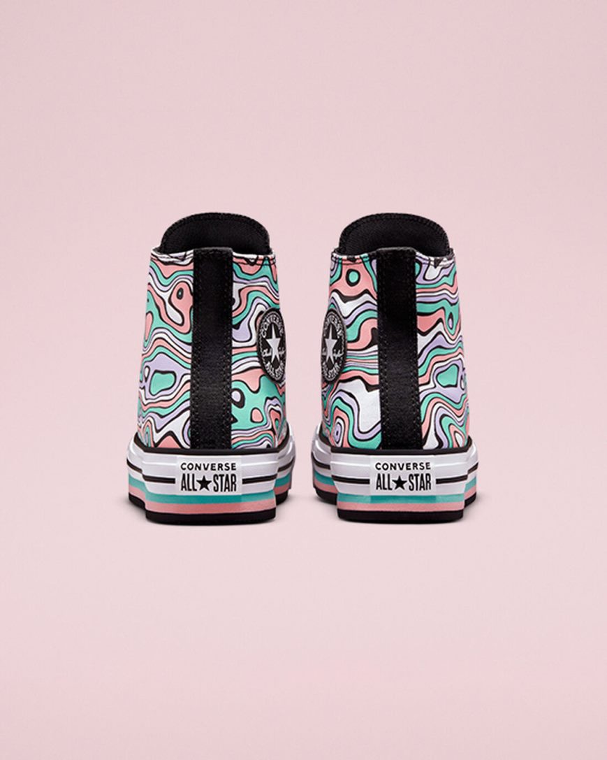 Converse Chuck Taylor All Star Lift Color Swirl Høye Platform Sko Jente Lyse Turkis Korall | 052PVQOEM