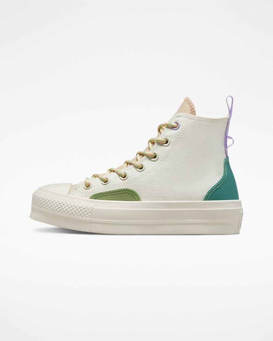 Converse Chuck Taylor All Star Lift Colorblock Overlay Høye Platform Sko Dame Beige | 216JEWMVX