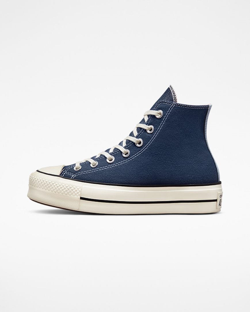 Converse Chuck Taylor All Star Lift Denim Høye Platform Sko Dame Marineblå Oransje Rosa | 235SPKBAQ