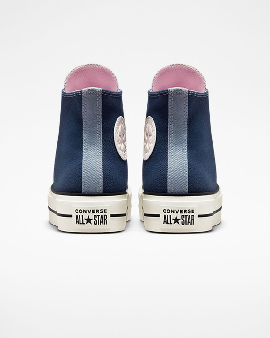 Converse Chuck Taylor All Star Lift Denim Høye Platform Sko Dame Marineblå Oransje Rosa | 235SPKBAQ