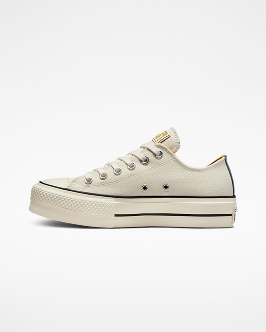 Converse Chuck Taylor All Star Lift Denim & Canvas Lave Platform Sko Dame Beige Marineblå Oransje | 761VNJAFW