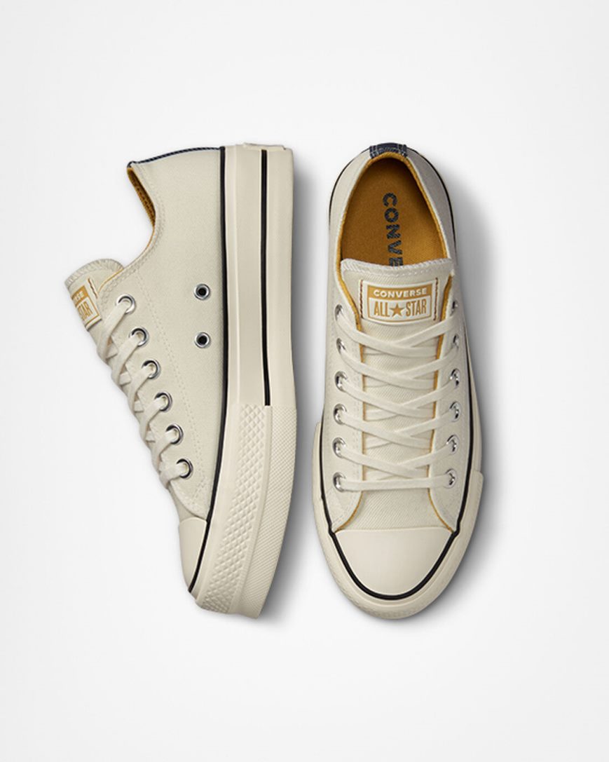 Converse Chuck Taylor All Star Lift Denim & Canvas Lave Platform Sko Dame Beige Marineblå Oransje | 761VNJAFW