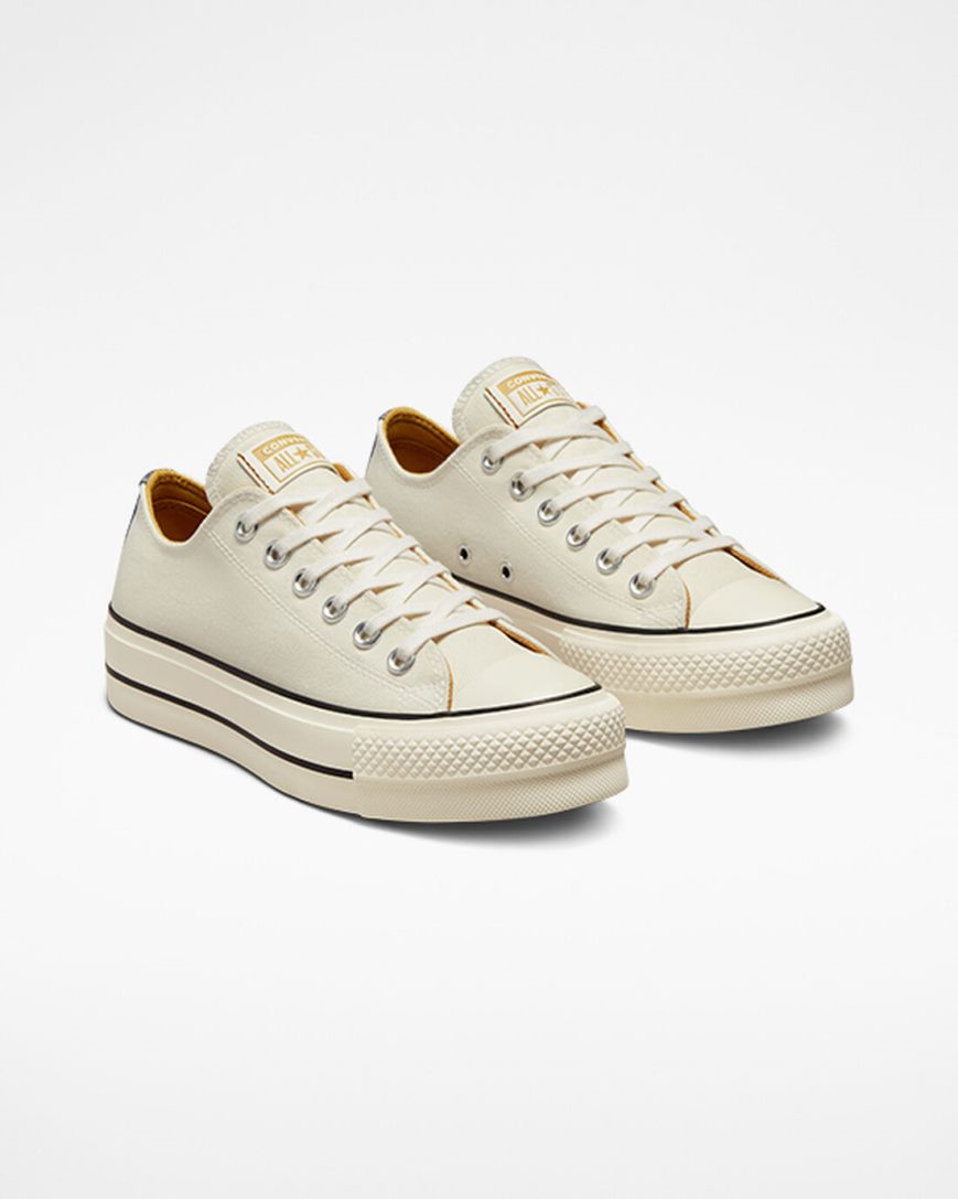 Converse Chuck Taylor All Star Lift Denim & Canvas Lave Platform Sko Dame Beige Marineblå Oransje | 761VNJAFW