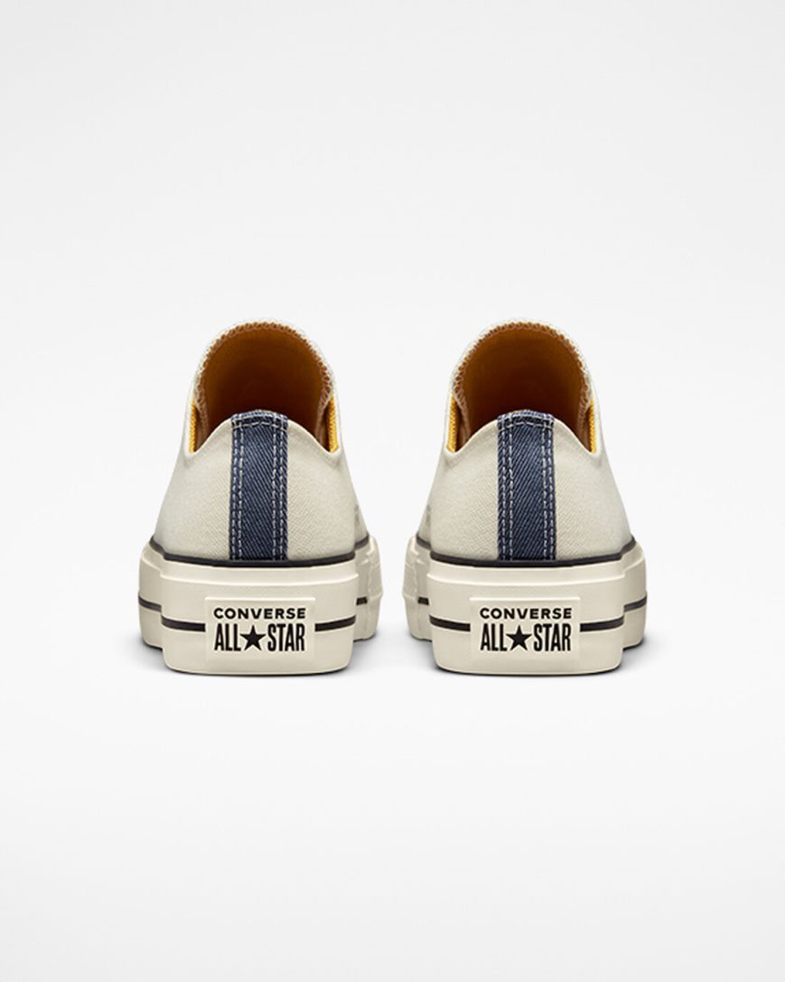 Converse Chuck Taylor All Star Lift Denim & Canvas Lave Platform Sko Dame Beige Marineblå Oransje | 761VNJAFW