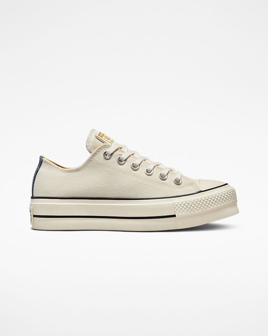 Converse Chuck Taylor All Star Lift Denim & Canvas Lave Platform Sko Dame Beige Marineblå Oransje | 761VNJAFW