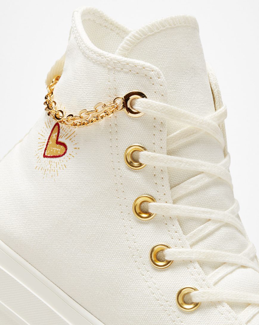 Converse Chuck Taylor All Star Lift Gold Chain Høye Platform Sko Dame Beige Gul | 186LCIZVO