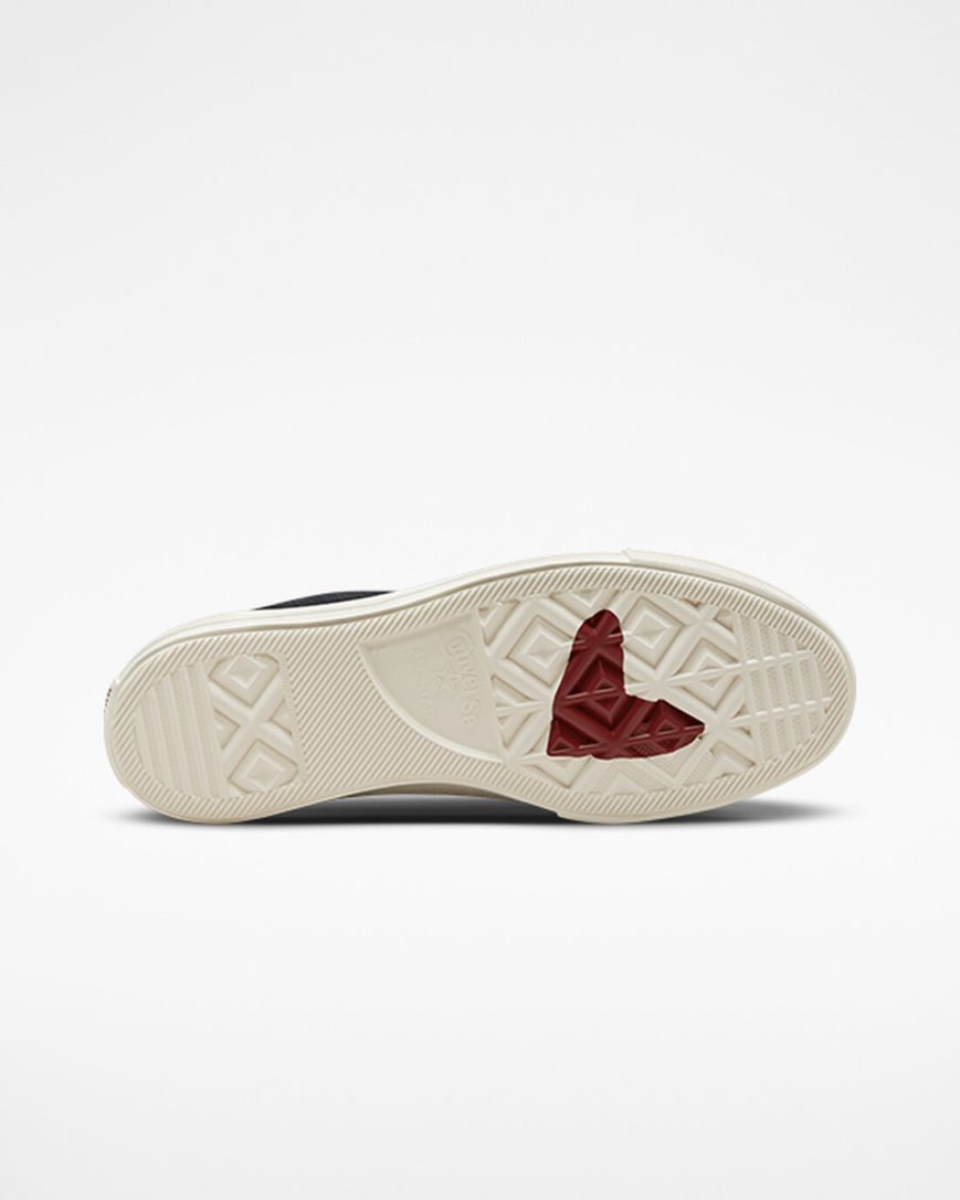 Converse Chuck Taylor All Star Lift Hearts Høye Platform Sko Dame Svarte Mørke Rød | 097BHQYCX