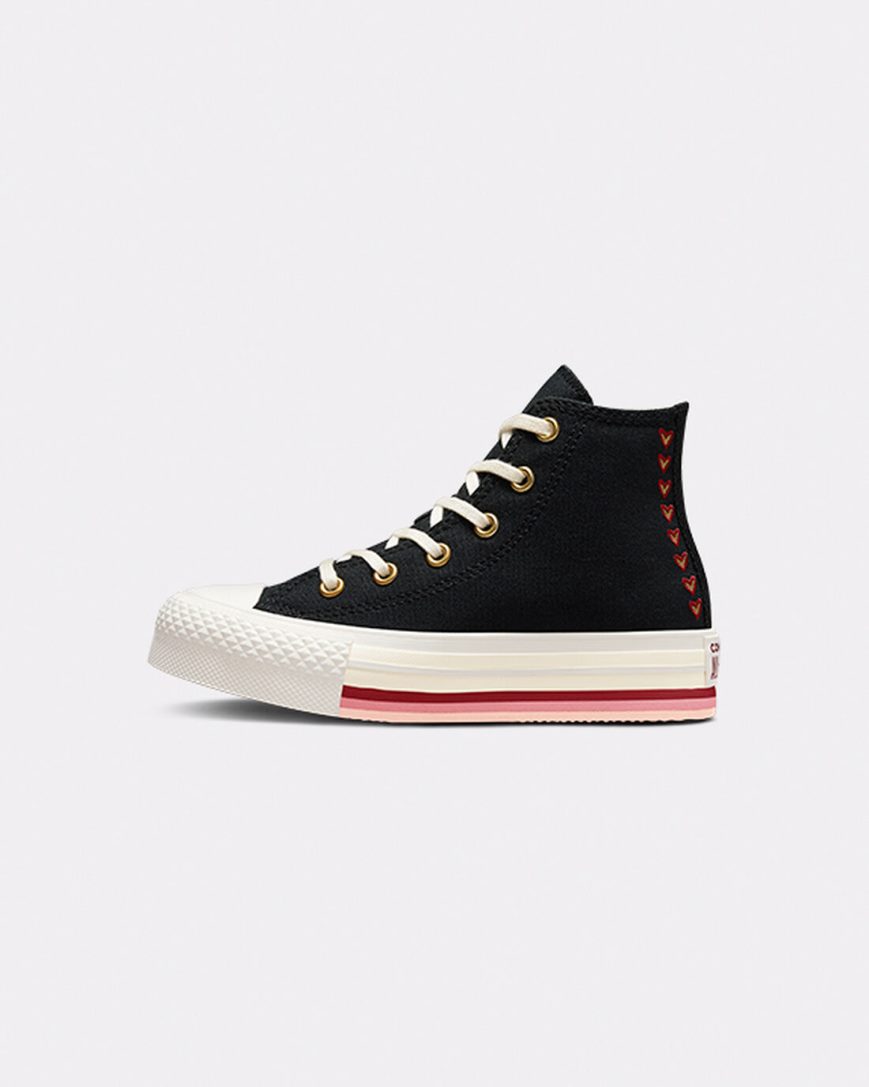 Converse Chuck Taylor All Star Lift Hearts Høye Platform Sko Jente Svarte | 276DCVEKX