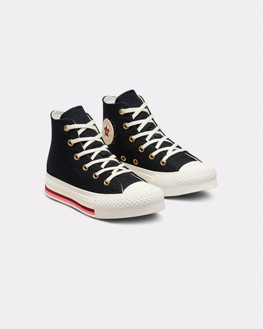 Converse Chuck Taylor All Star Lift Hearts Høye Platform Sko Jente Svarte | 276DCVEKX