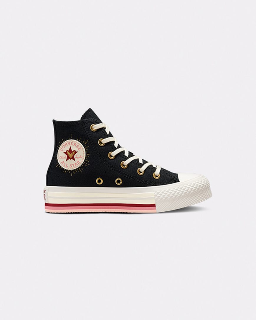 Converse Chuck Taylor All Star Lift Hearts Høye Platform Sko Jente Svarte | 276DCVEKX
