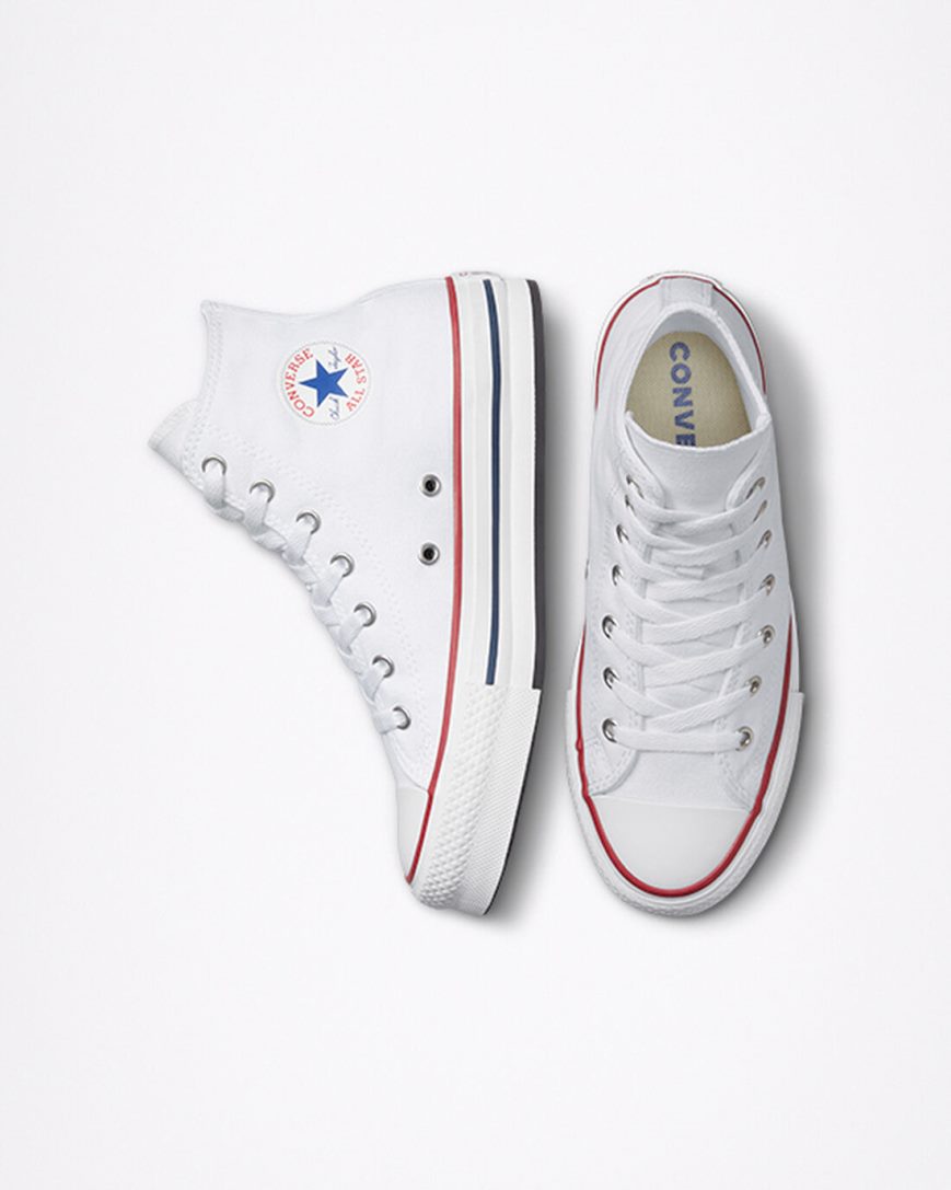 Converse Chuck Taylor All Star Lift Høye Platform Sko Jente Hvite Mørke Rød Marineblå | 569ZUXLJB