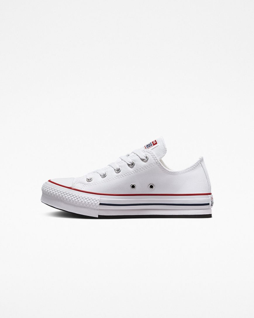 Converse Chuck Taylor All Star Lift Lave Platform Sko Jente Hvite Mørke Rød Marineblå | 185NMEPDG