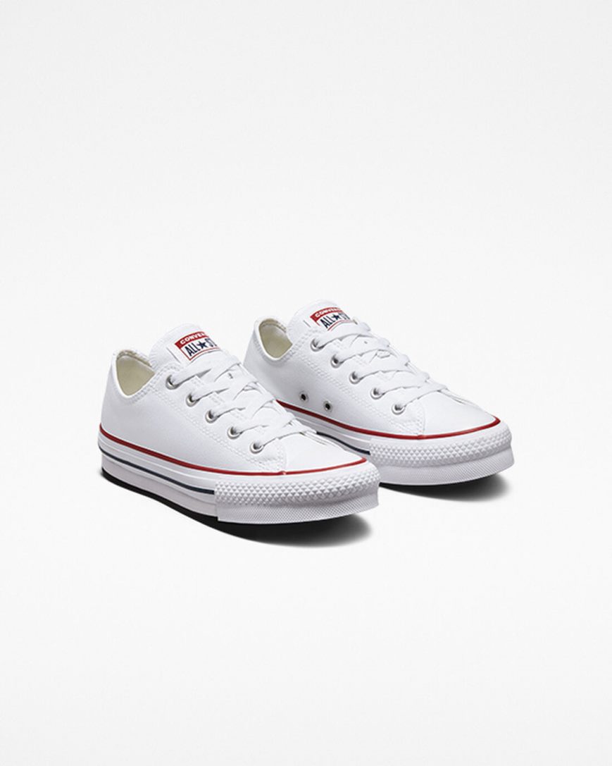 Converse Chuck Taylor All Star Lift Lave Platform Sko Jente Hvite Mørke Rød Marineblå | 185NMEPDG