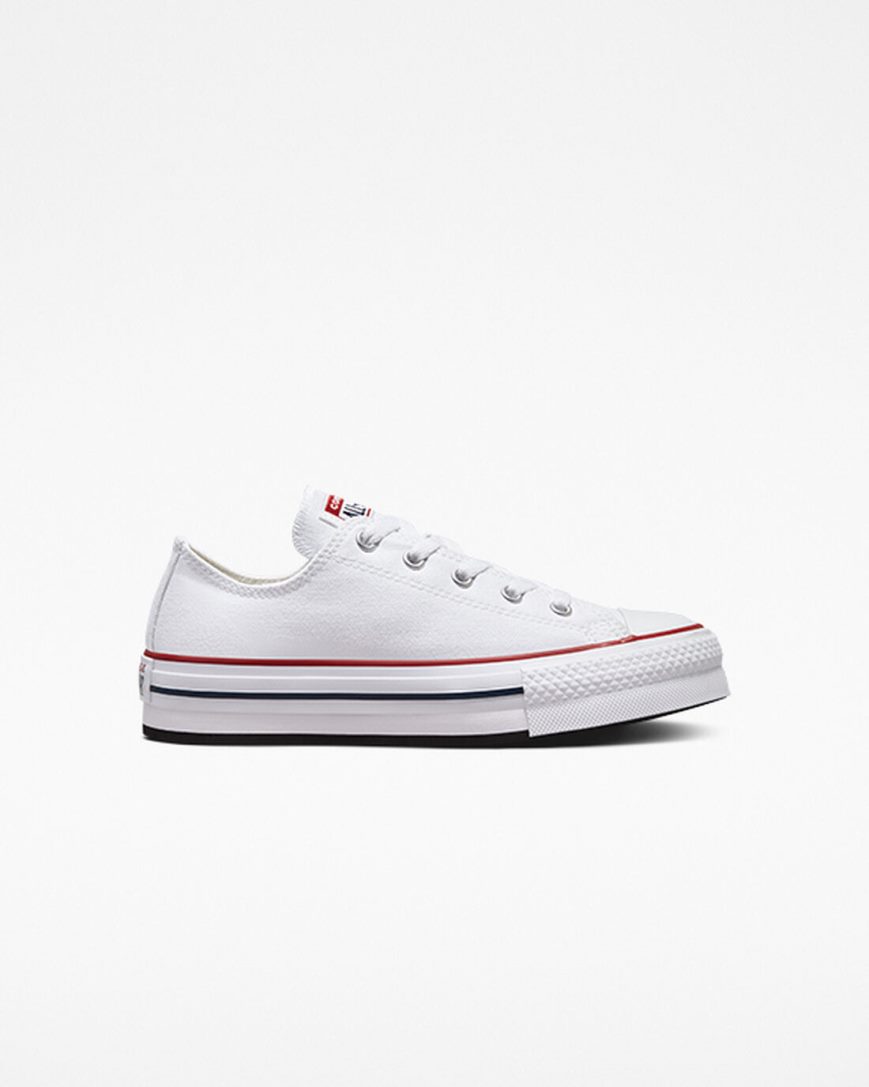 Converse Chuck Taylor All Star Lift Lave Platform Sko Jente Hvite Mørke Rød Marineblå | 185NMEPDG