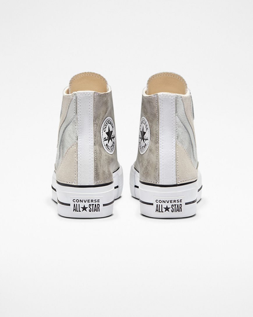 Converse Chuck Taylor All Star Lift Metallic Wave Høye Platform Sko Dame Hvite | 068YFXOCL