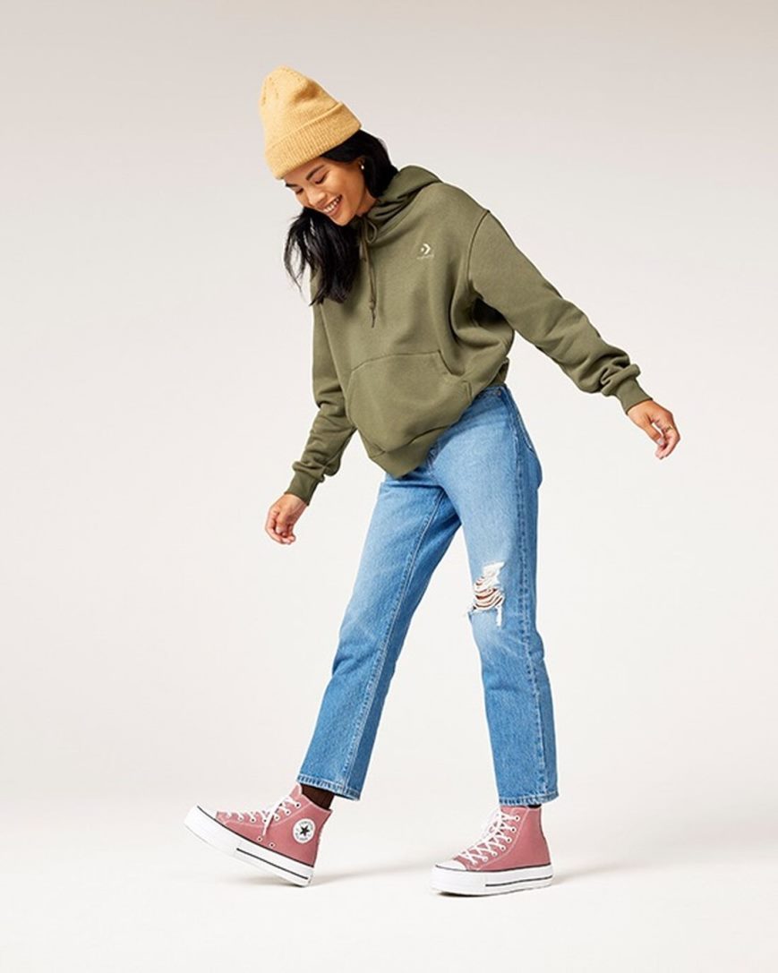 Converse Chuck Taylor All Star Lift Seasonal Color Høye Platform Sko Dame Rosa Svarte Hvite | 263YTOLMA