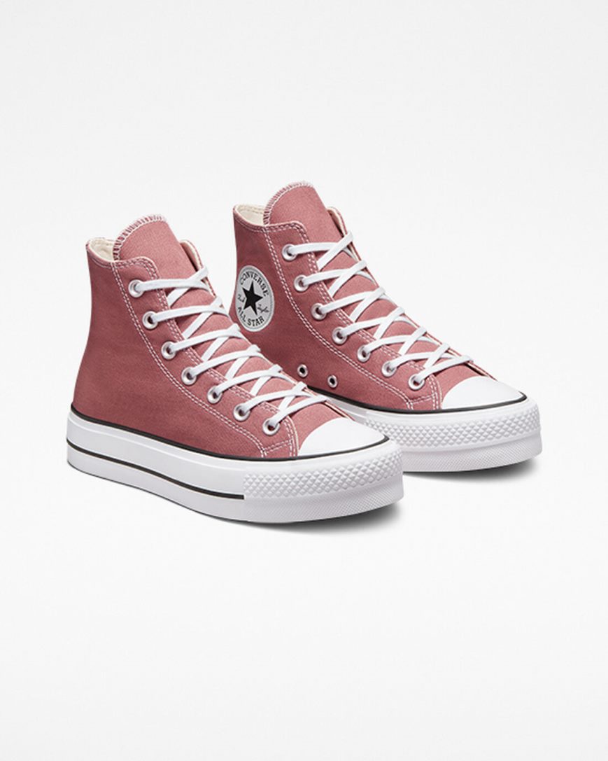Converse Chuck Taylor All Star Lift Seasonal Color Høye Platform Sko Dame Rosa Svarte Hvite | 263YTOLMA