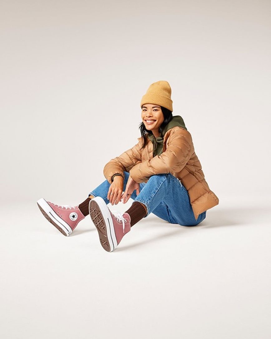 Converse Chuck Taylor All Star Lift Seasonal Color Høye Platform Sko Dame Rosa Svarte Hvite | 263YTOLMA