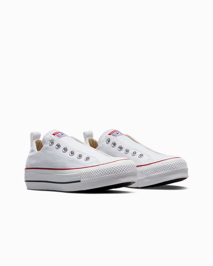 Converse Chuck Taylor All Star Lift Slip Lave Platform Sko Dame Hvite Rød Blå | 196CXZSAW