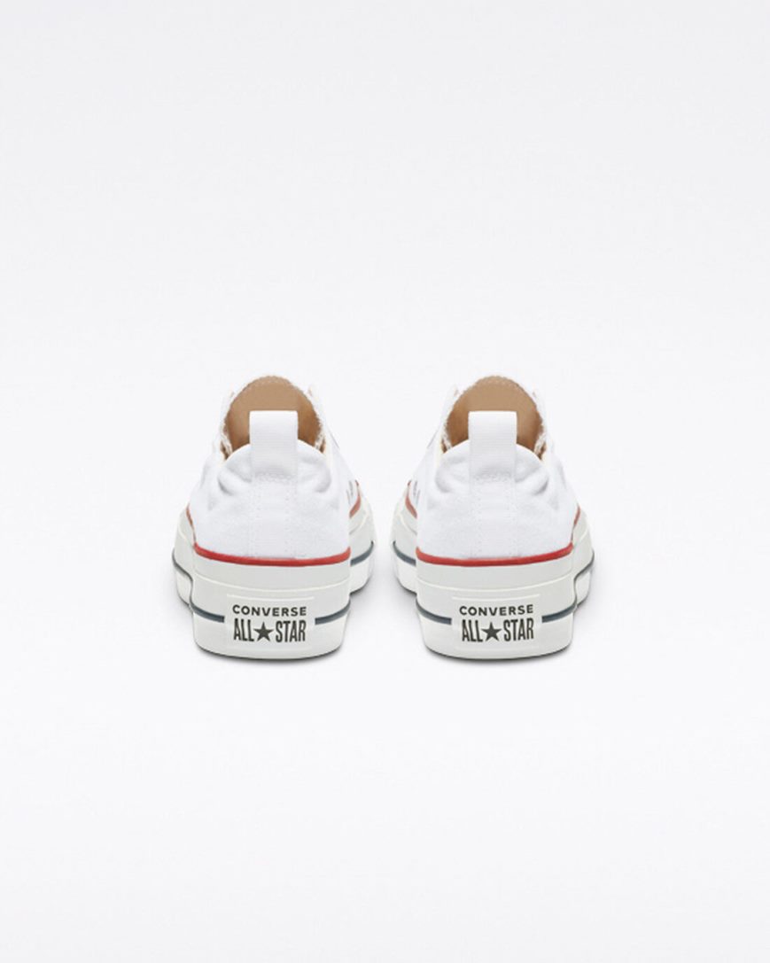 Converse Chuck Taylor All Star Lift Slip Lave Platform Sko Dame Hvite Rød Blå | 196CXZSAW