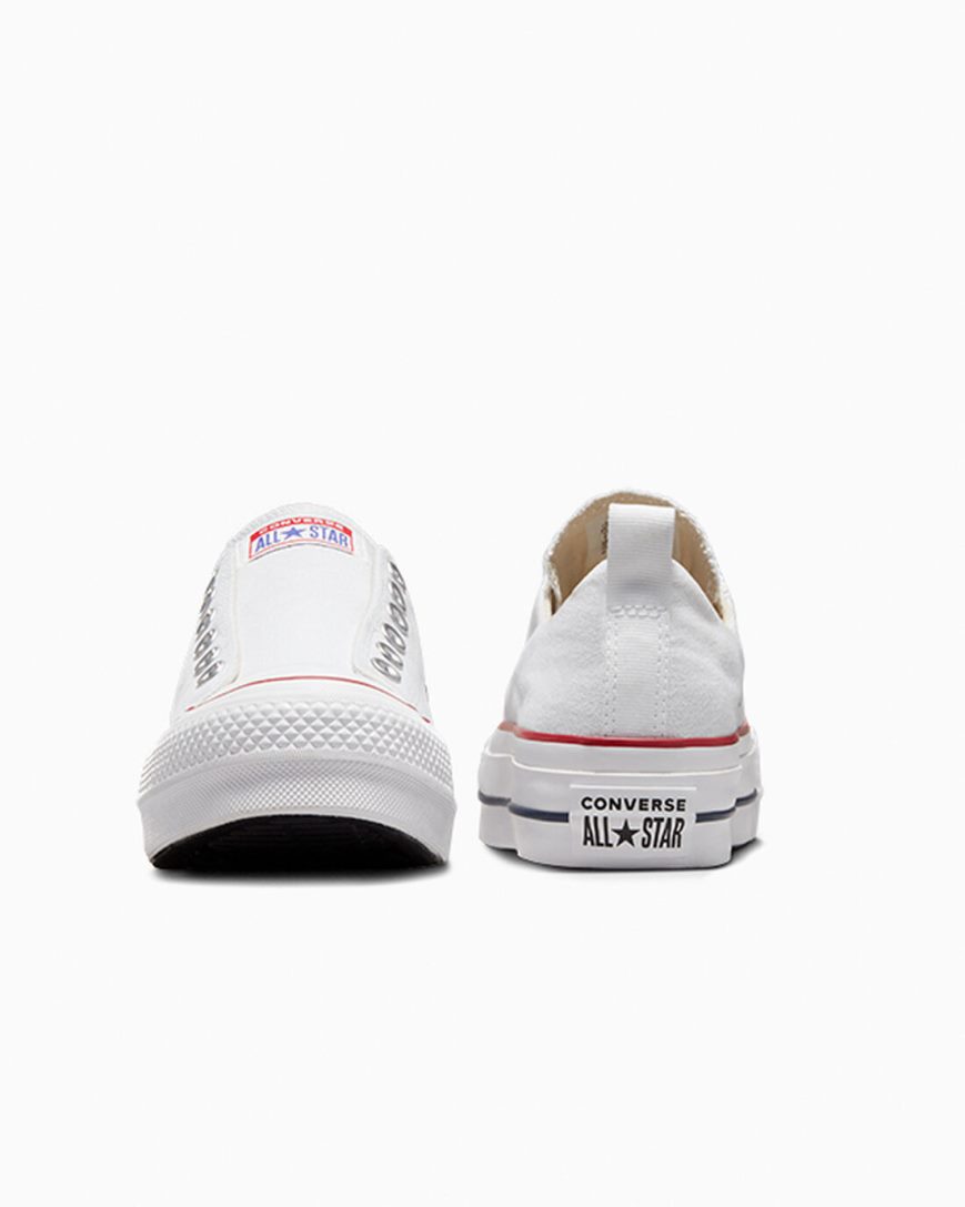 Converse Chuck Taylor All Star Lift Slip Lave Platform Sko Dame Hvite Rød Blå | 196CXZSAW