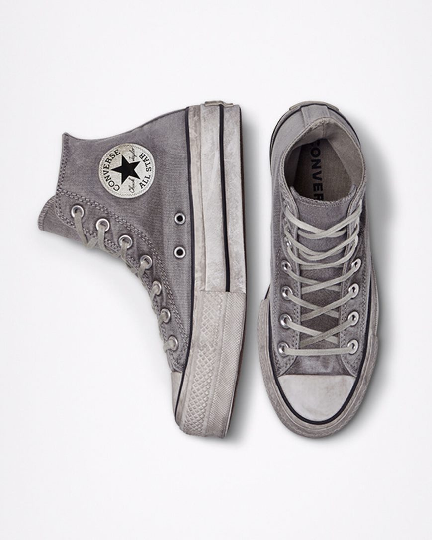 Converse Chuck Taylor All Star Lift Smoked Canvas Høye Platform Sko Herre Grå Hvite | 065TIQVJG