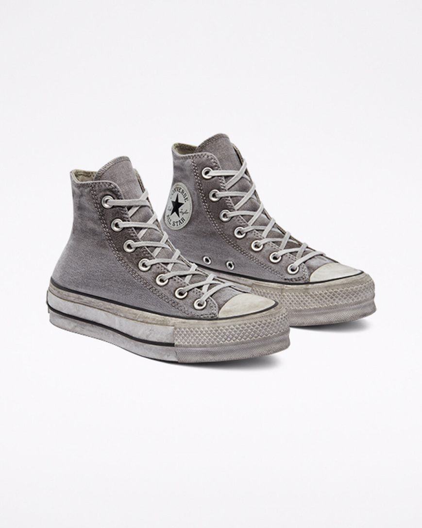 Converse Chuck Taylor All Star Lift Smoked Canvas Høye Platform Sko Herre Grå Hvite | 065TIQVJG