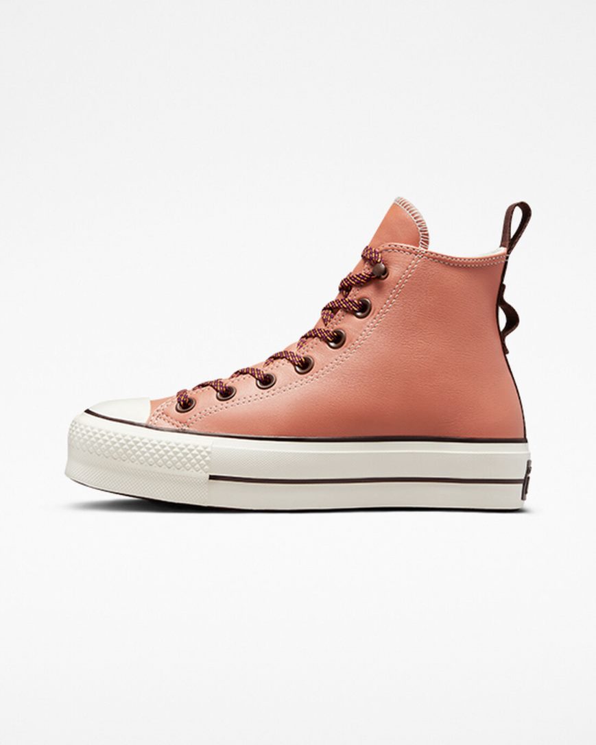 Converse Chuck Taylor All Star Lift Tonal Lær Høye Platform Sko Dame Aprikos | 016QIJLSA