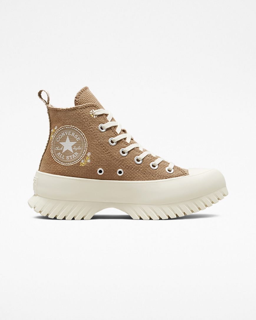 Converse Chuck Taylor All Star Lugged 2.0 Autumn Embroidery Høye Platform Sko Dame Brune Khaki | 354LREQZJ