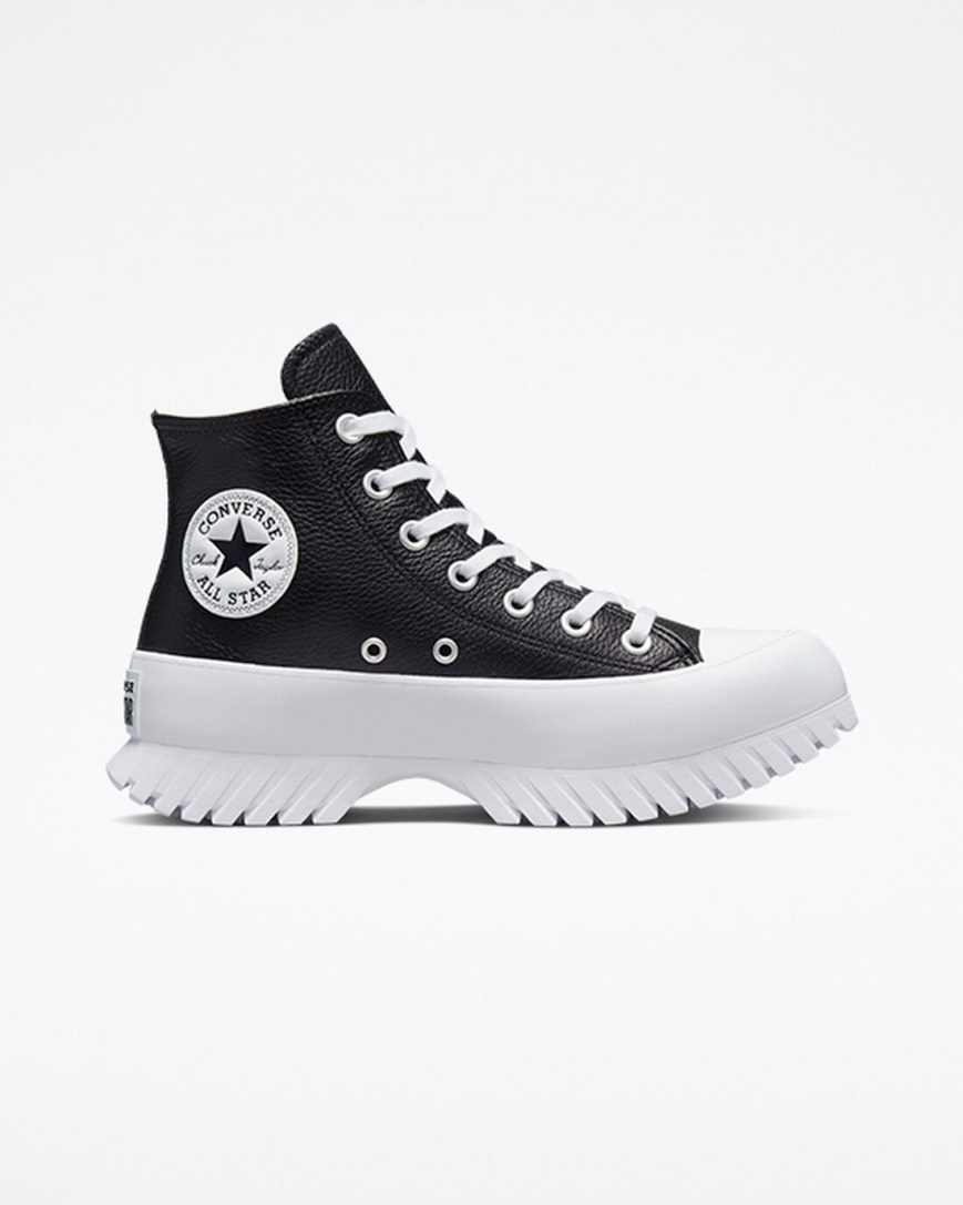 Converse Chuck Taylor All Star Lugged 2.0 Lær Høye Sko Dame Svarte Hvite | 509APVKFJ