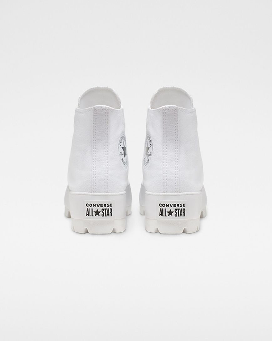 Converse Chuck Taylor All Star Lugged Høye Sko Dame Hvite Svarte Hvite | 593WVTESB