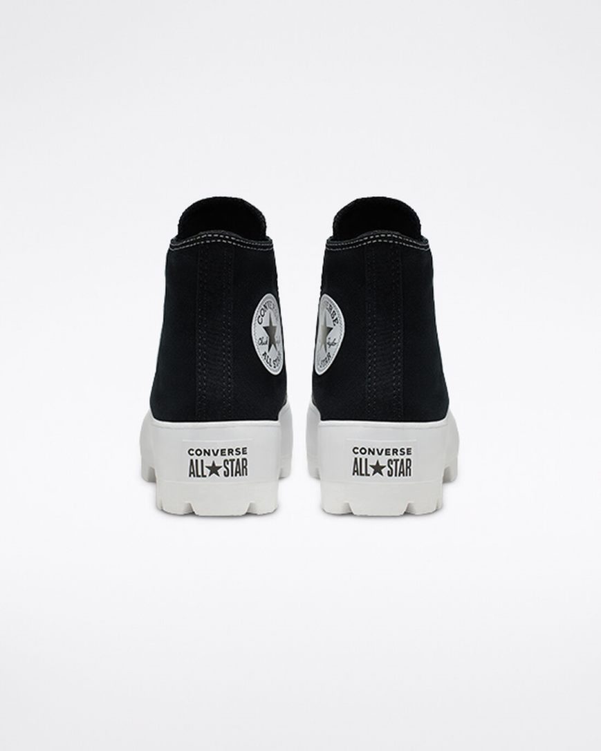 Converse Chuck Taylor All Star Lugged Høye Sko Dame Svarte Hvite Svarte | 651SXOQHW