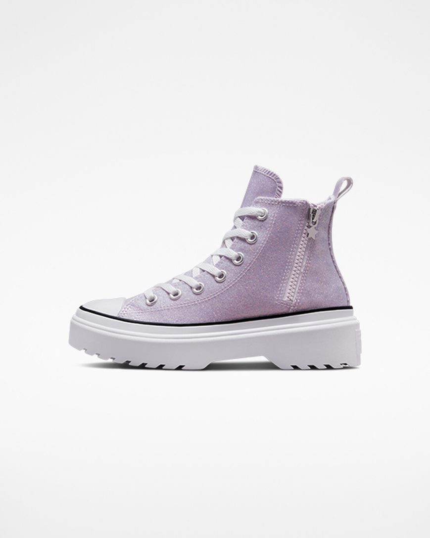 Converse Chuck Taylor All Star Lugged Lift Glitter Høye Platform Sko Jente Lilla Hvite Svarte | 072TFHPCS