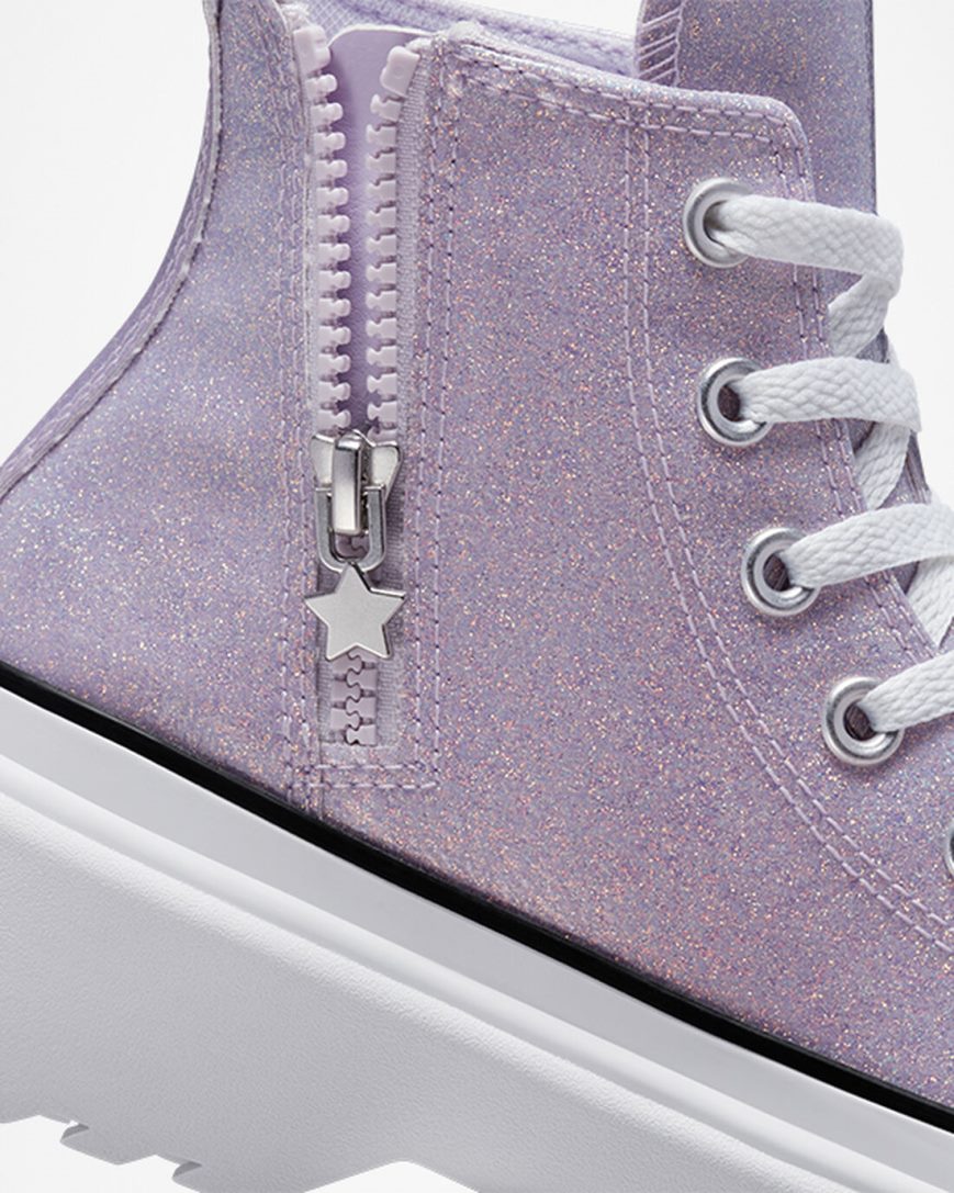 Converse Chuck Taylor All Star Lugged Lift Glitter Høye Platform Sko Jente Lilla Hvite Svarte | 072TFHPCS