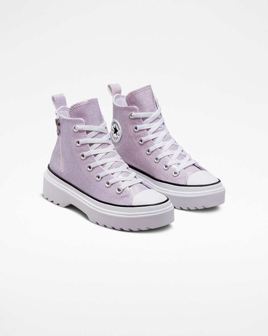 Converse Chuck Taylor All Star Lugged Lift Glitter Høye Platform Sko Jente Lilla Hvite Svarte | 072TFHPCS