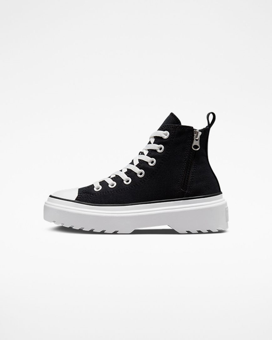 Converse Chuck Taylor All Star Lugged Lift Canvas Høye Platform Sko Jente Svarte Hvite | 847HZIQSU