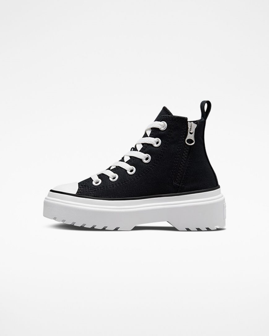 Converse Chuck Taylor All Star Lugged Lift Canvas Høye Platform Sko Jente Svarte Hvite | 987ZBDCPQ
