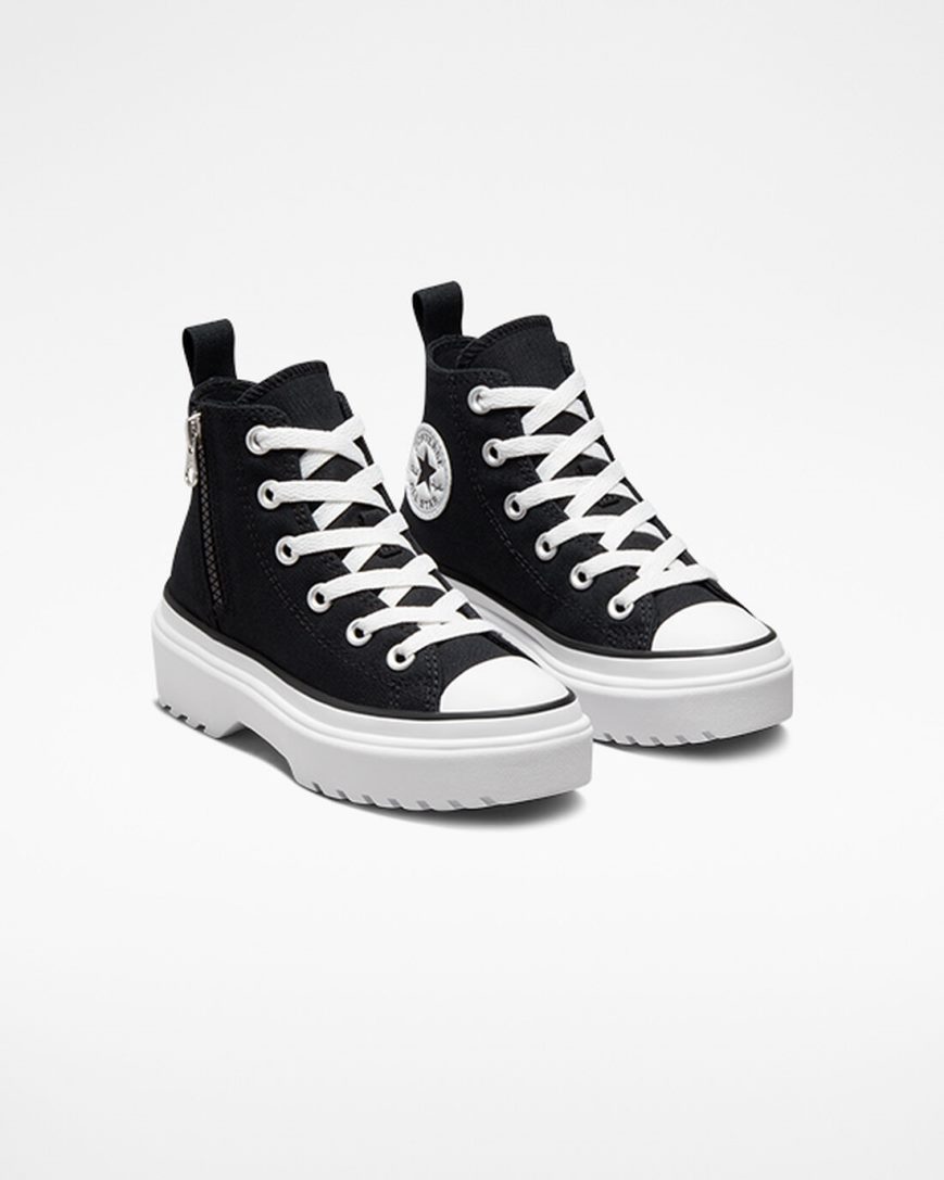 Converse Chuck Taylor All Star Lugged Lift Canvas Høye Platform Sko Jente Svarte Hvite | 987ZBDCPQ
