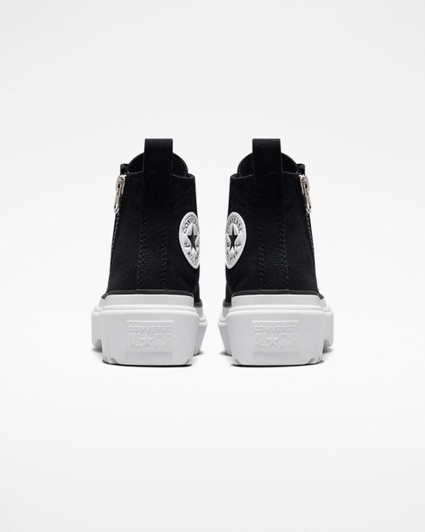 Converse Chuck Taylor All Star Lugged Lift Canvas Høye Platform Sko Jente Svarte Hvite | 987ZBDCPQ